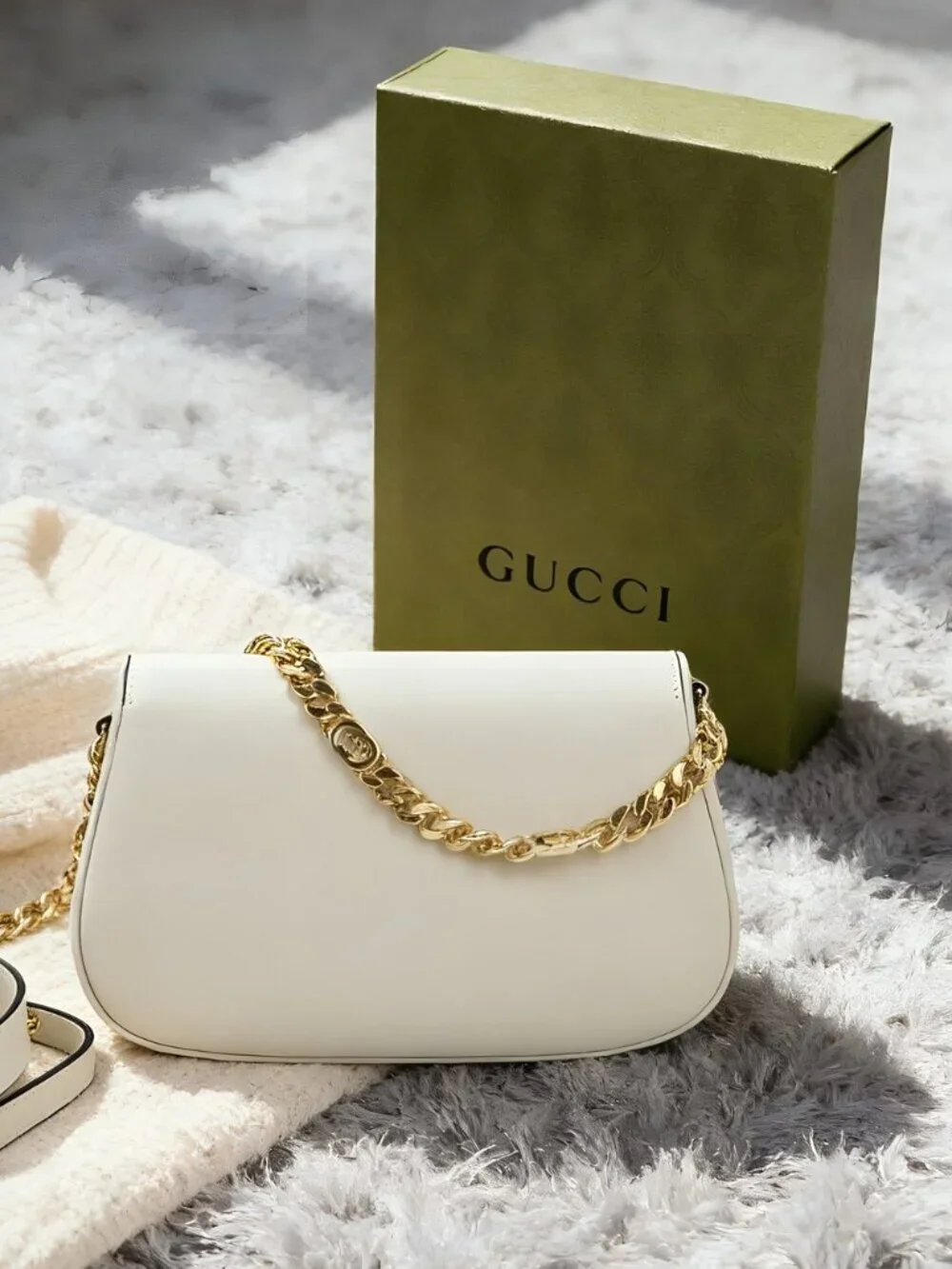 Gucci  Medium Shoulder Bag White Leather